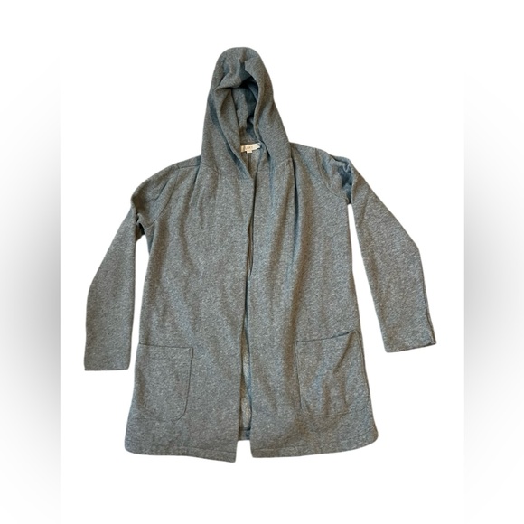 LOFT Sweaters - LOFT Heather Gray Hooded Open Cardigan